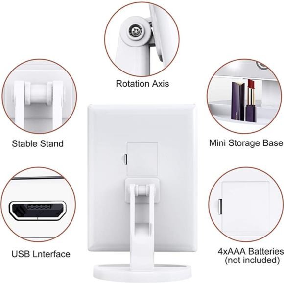 Makeup Vanity Mirror with Lights, 2X 3X 10X Magnification, Lighted Makeup Mirror - Picture 4 of 5